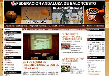 Nueva página de la Delegación Gaditana de Baloncesto.